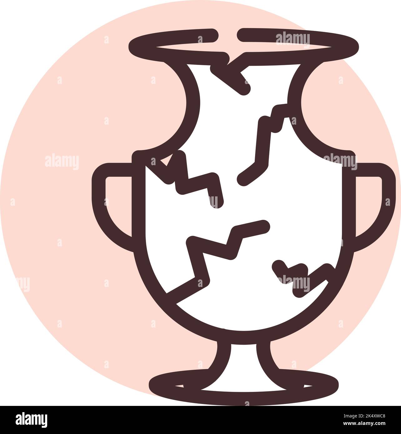 Zerbrochene Keramikvase, Illustration, Vektor auf weißem Hintergrund. Stock Vektor