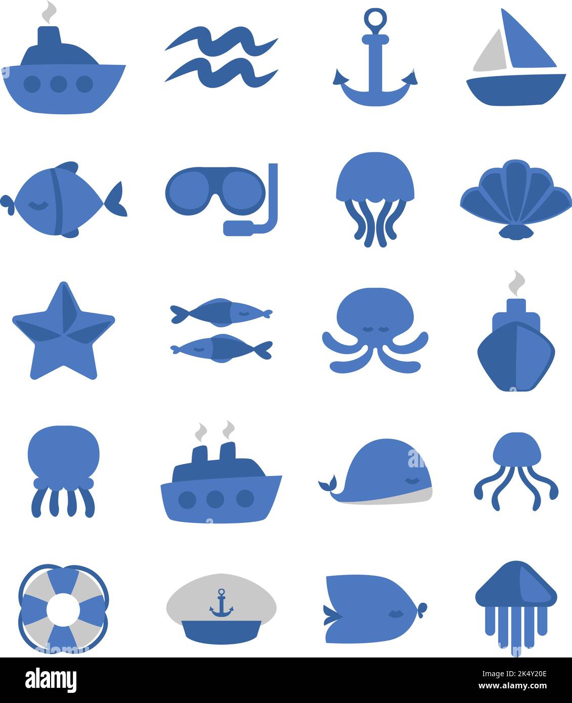 Meeresleben, Illustration, Vektor auf weißem Hintergrund. Stock Vektor