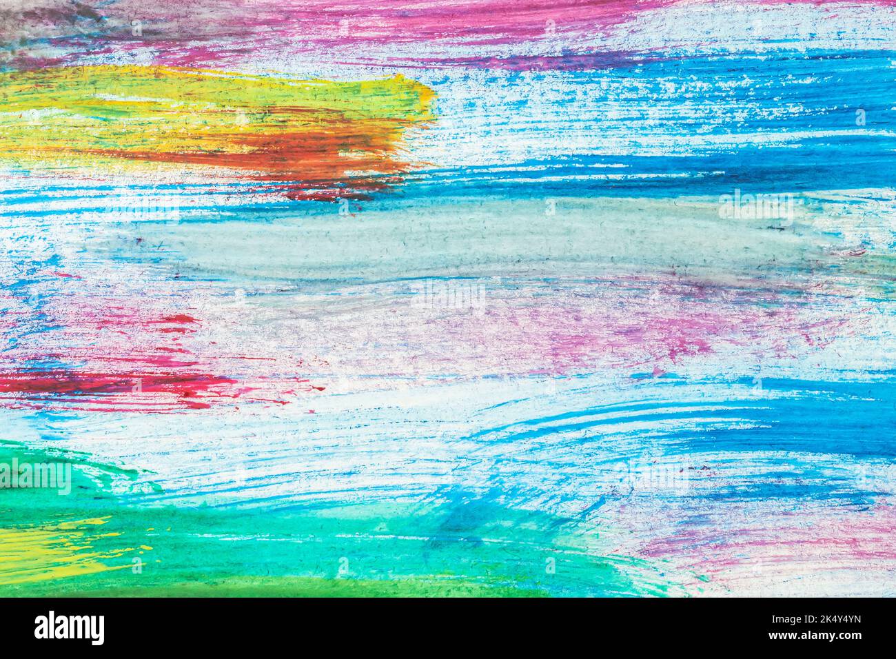 Bunte Pinselstriche, Flecken, bunte Acrylfarbe. Abstrakter moderner Hintergrund Stockfoto
