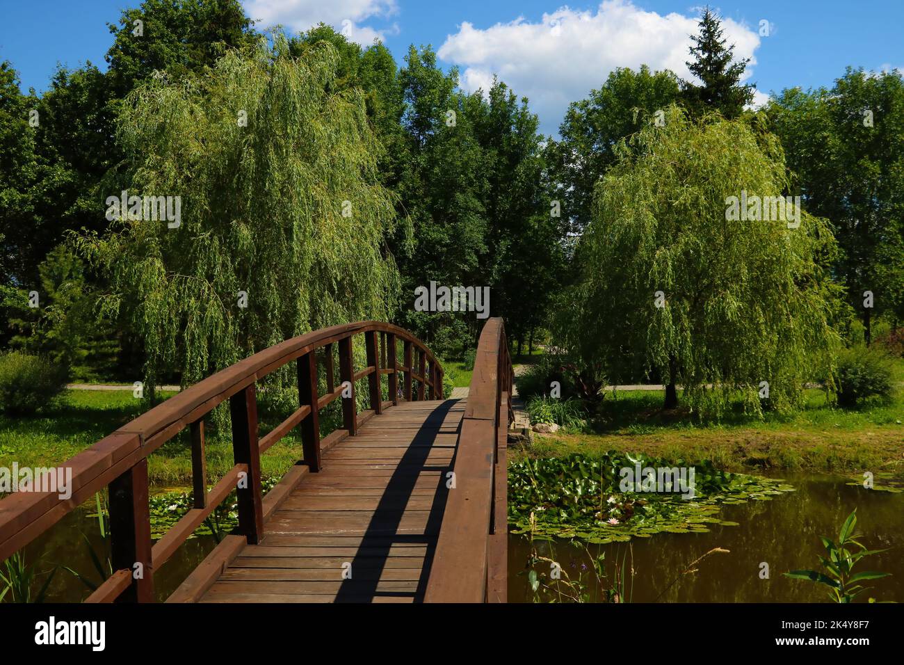 Holzsteg über einem teich Fotos und Bildmaterial in hoher Auflösung