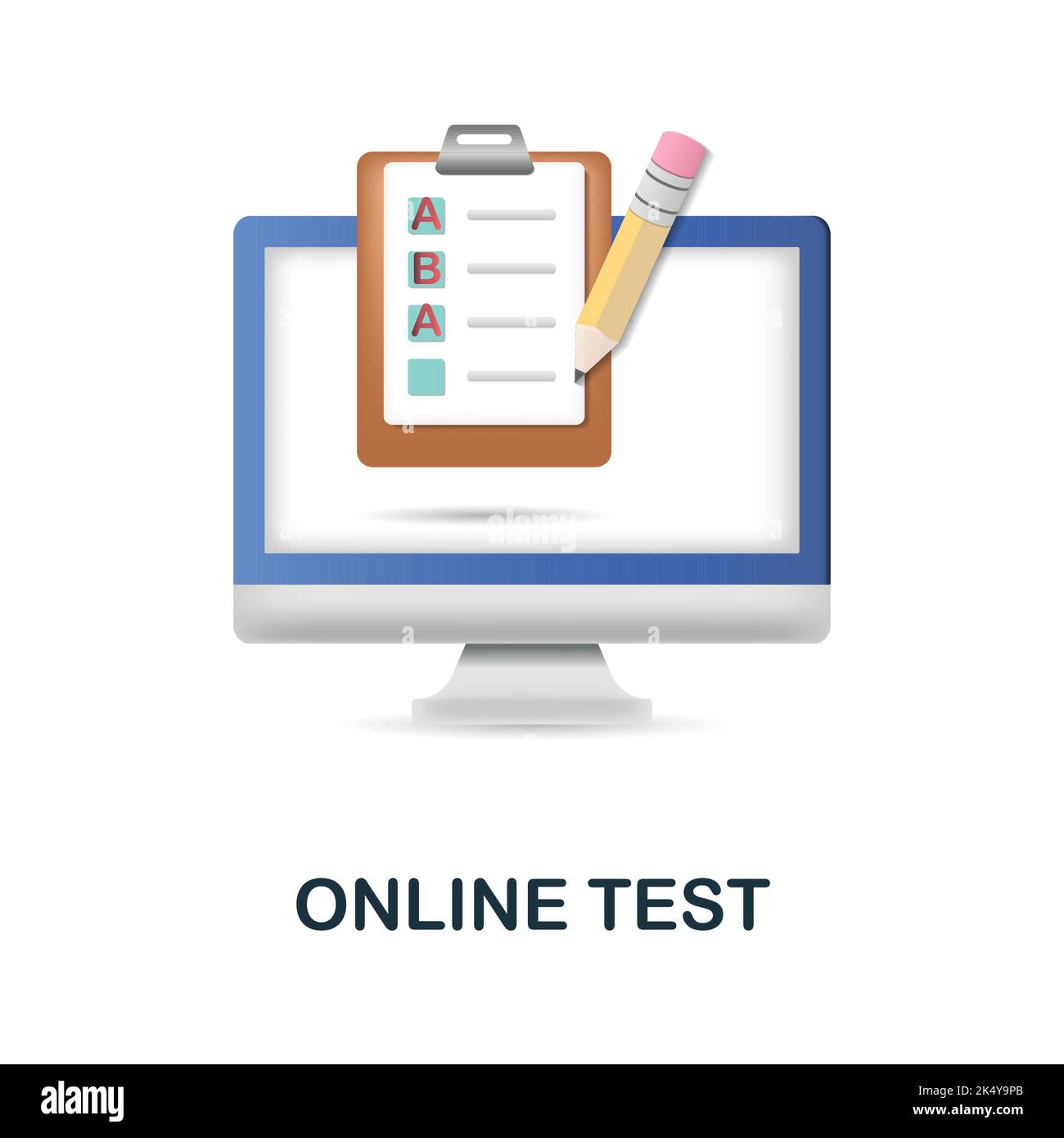 Symbol für Online-Test. 3D Illustration aus der E-Learning-Sammlung. Creative Online Test 3D Symbol für Web-Design, Vorlagen, Infografiken und vieles mehr Stock Vektor
