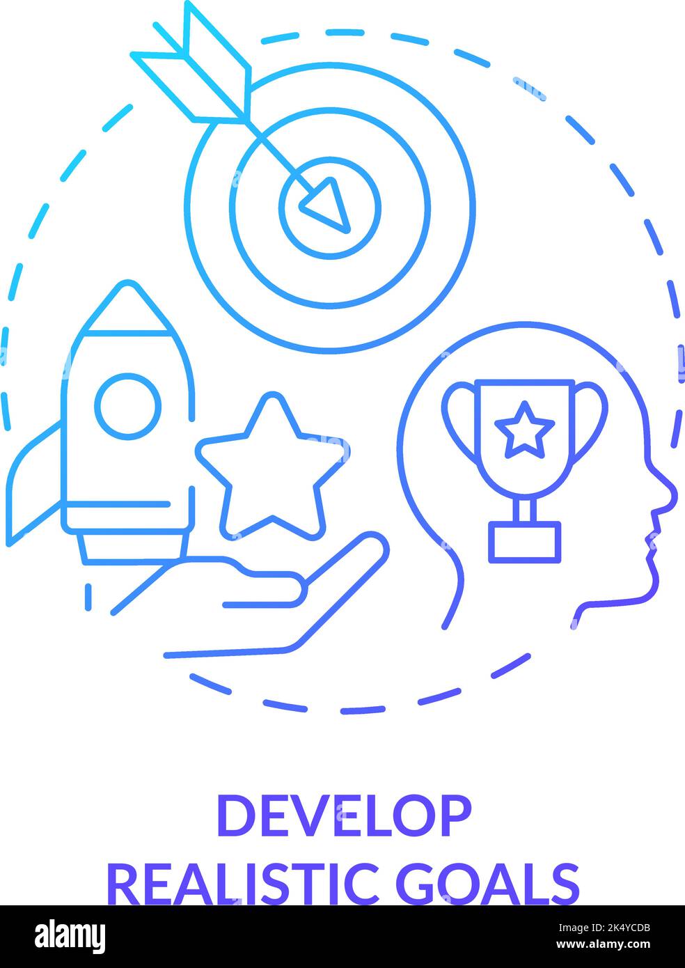 Symbol für das blaue Gradientenkonzept für die Entwicklung objektiver Zielvorgaben Stock Vektor