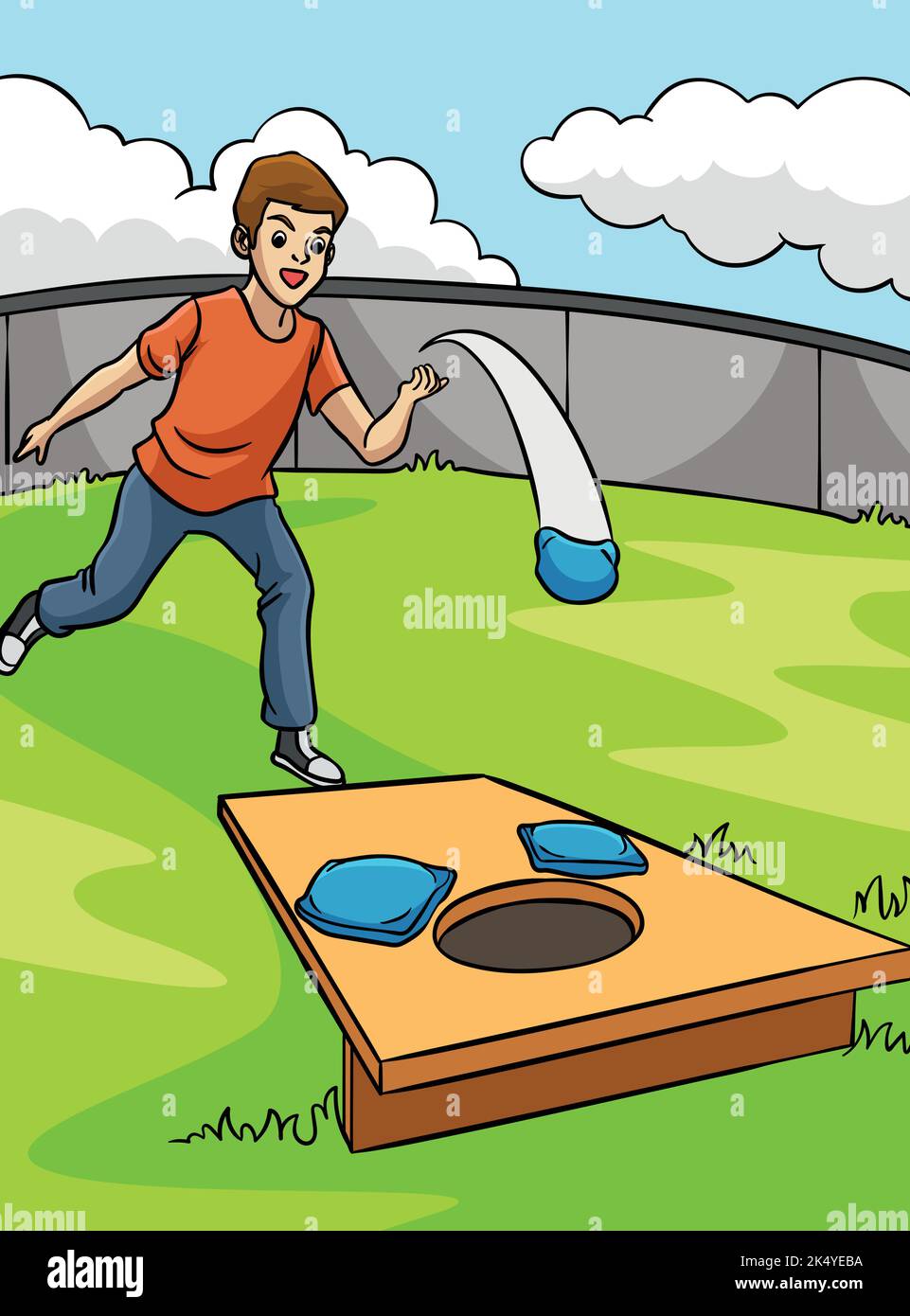 cornhole-sport-farbige-cartoon-illustration-stock-vektorgrafik-alamy