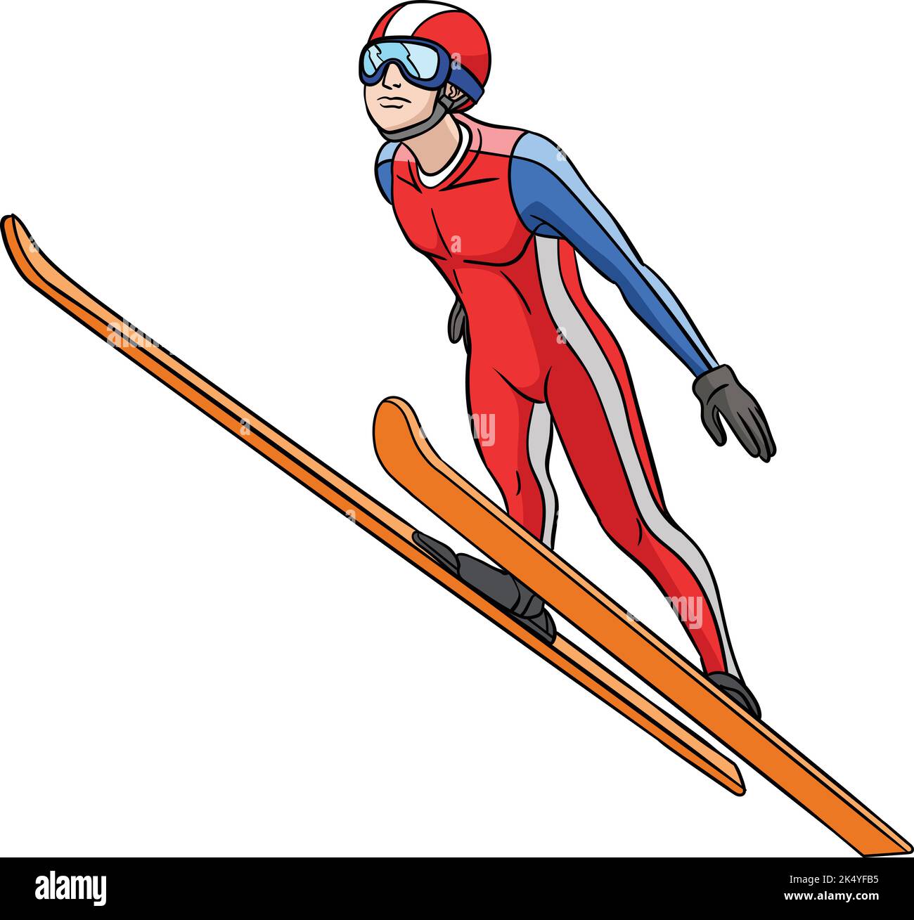 Skisprung Cartoon Farbige Clipart Illustration Stock Vektor