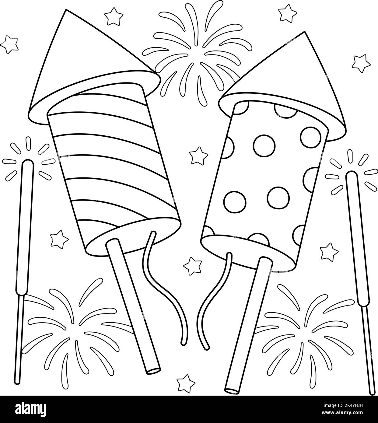 Silvester Feuerwerk Malseite für Kinder Stock Vektor