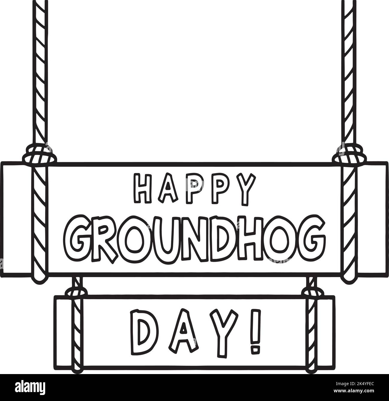 Happy Groundhog Day Isolierte Malseite Stock Vektor