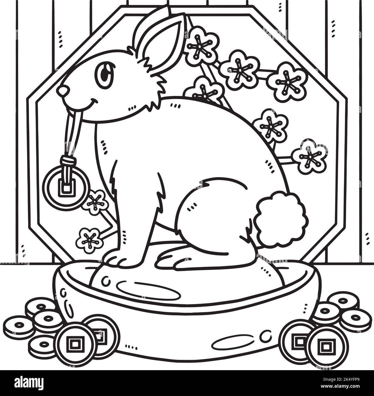 Kaninchen Charm Anzeige Jahr Der Kaninchen Färbung Stock Vektor