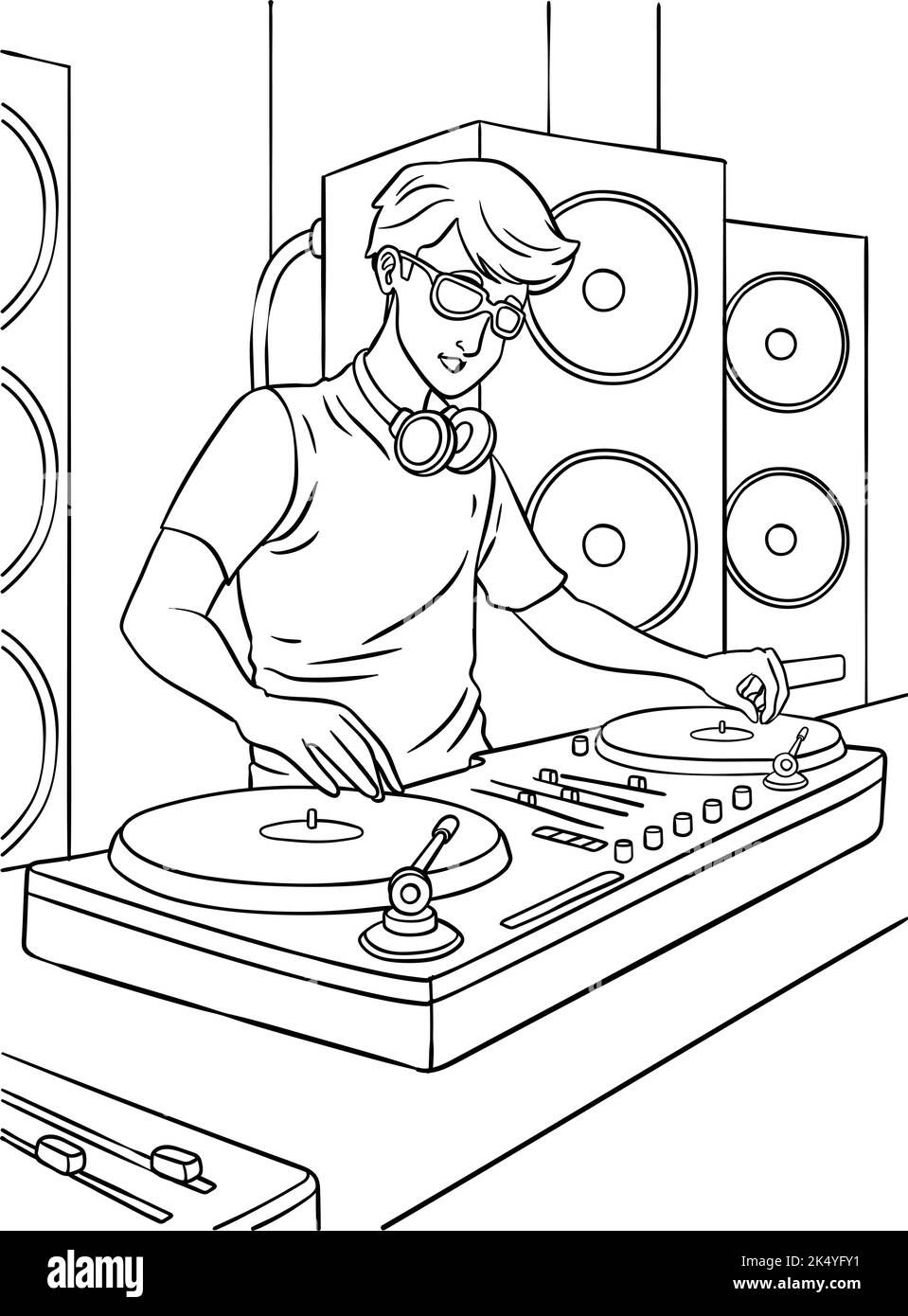 Disk Jockey Malseite für Kinder Stock Vektor