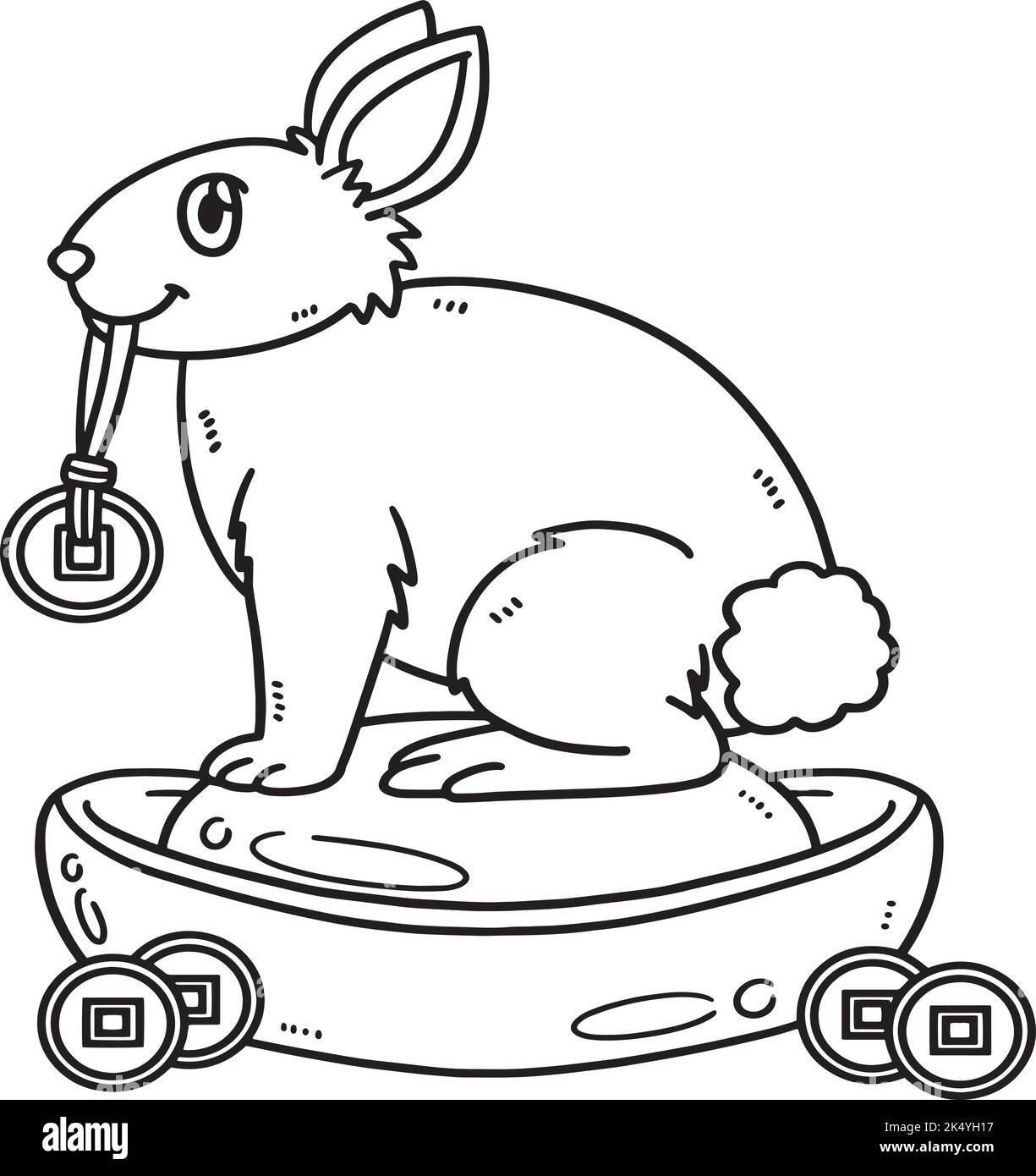 Rabbit Charm Display Isolated Coloring Page Stock Vektor