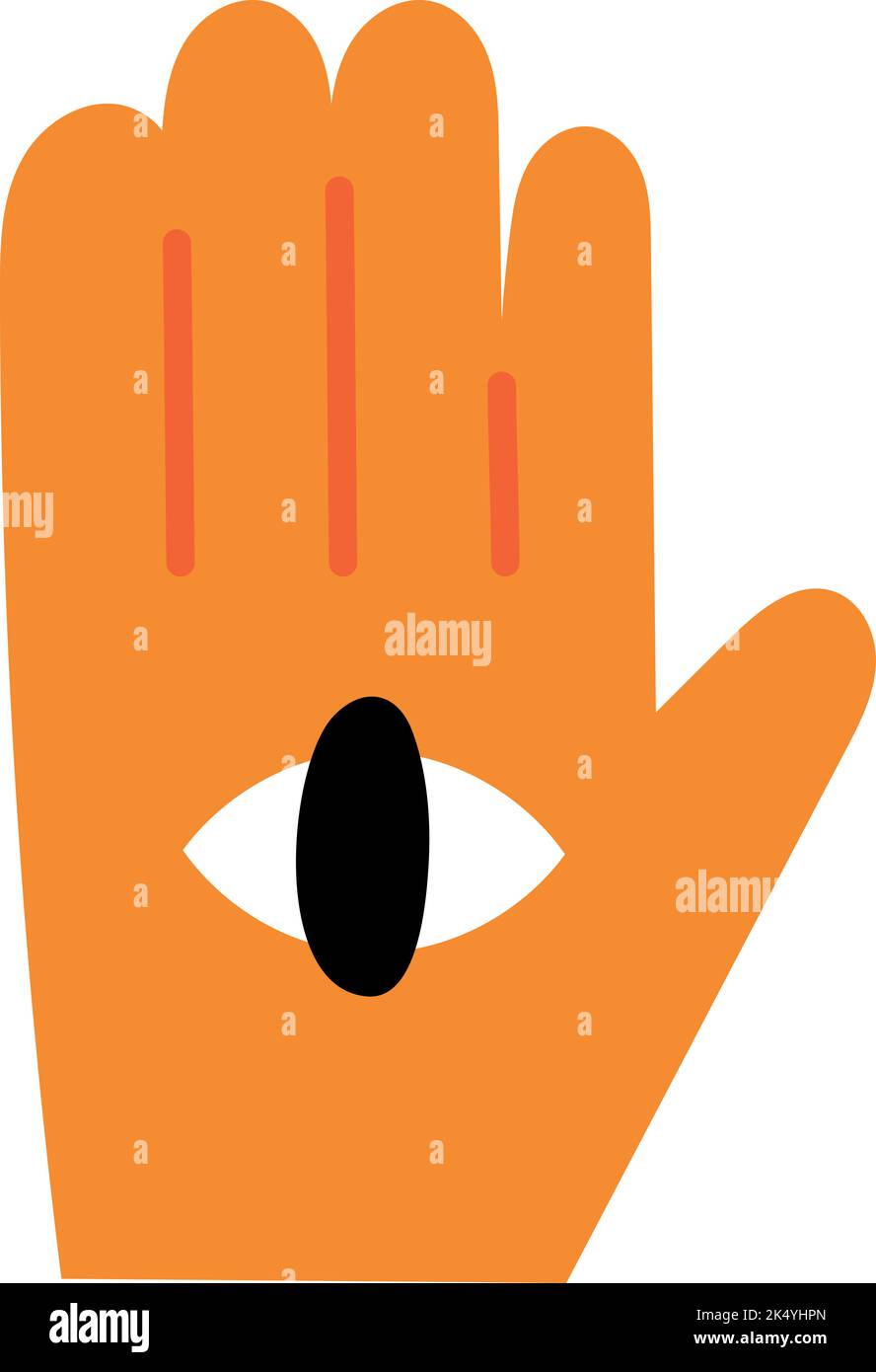 Hand mit Auge. Esoterisches Symbol. Psychedelischer Schild Stock Vektor