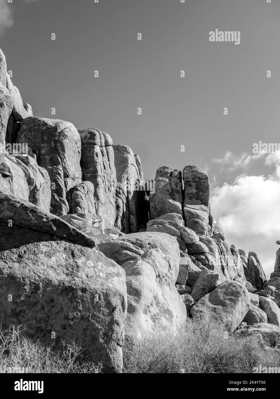 Eine Luftaufnahme der Felsformationen im Joshua National Park Stockfoto