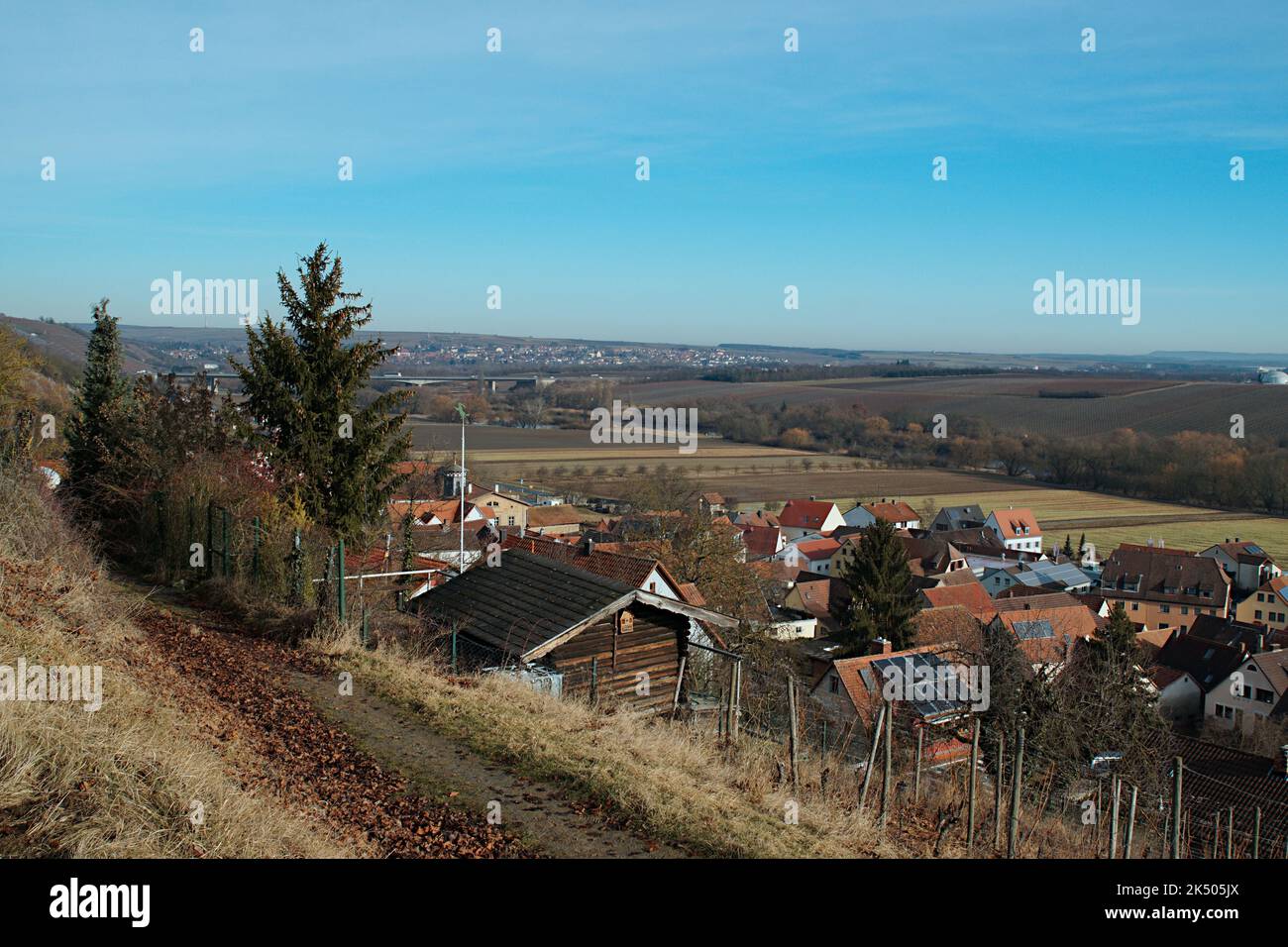 Mainstockheim mit Blick nach Dettelbach Stockfoto