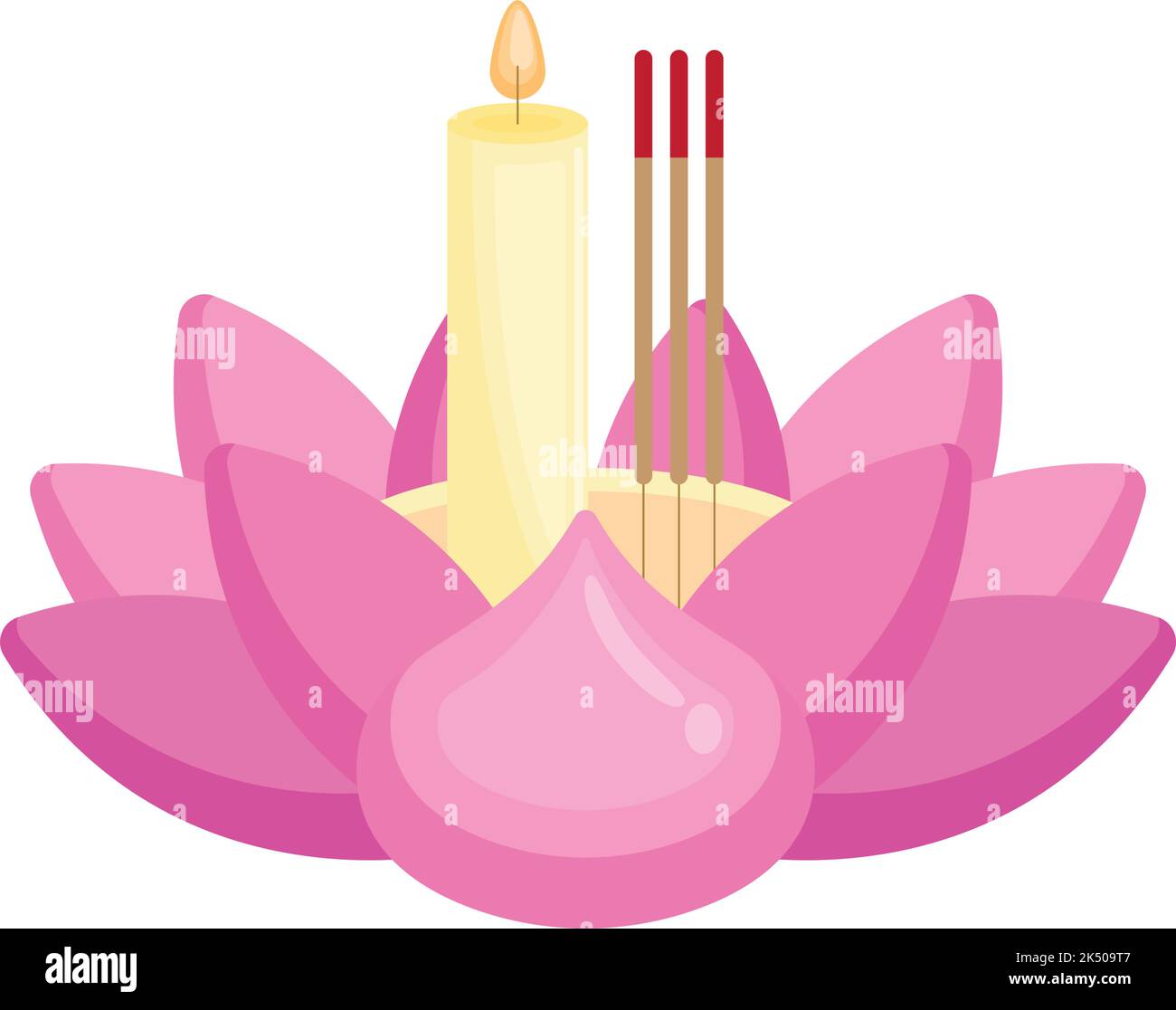 Rosa Lotus mit Kerze Loy krathong Stock Vektor