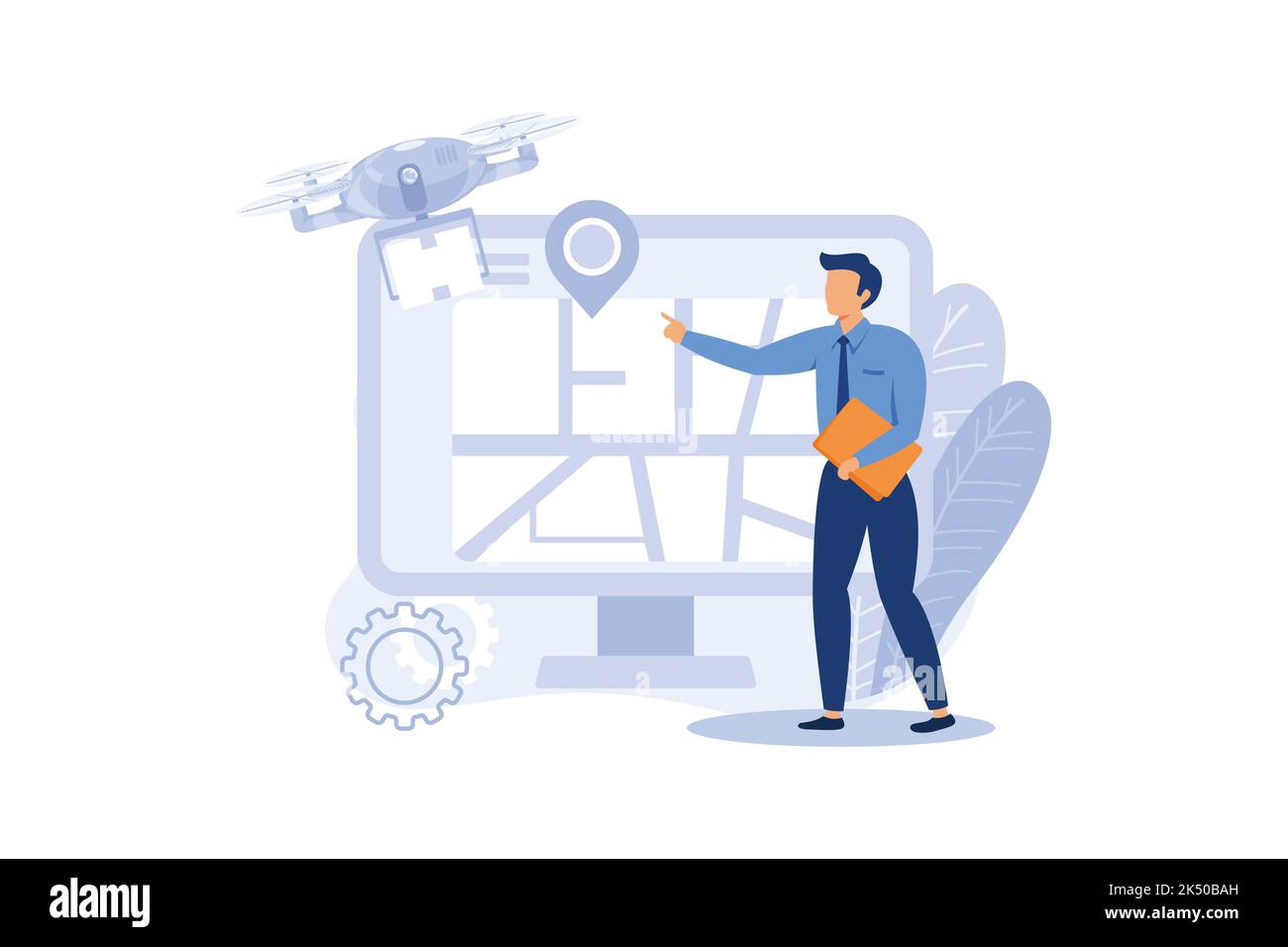 Autonomus Lieferung Illustration exklusives Design Inspiration Stock Vektor