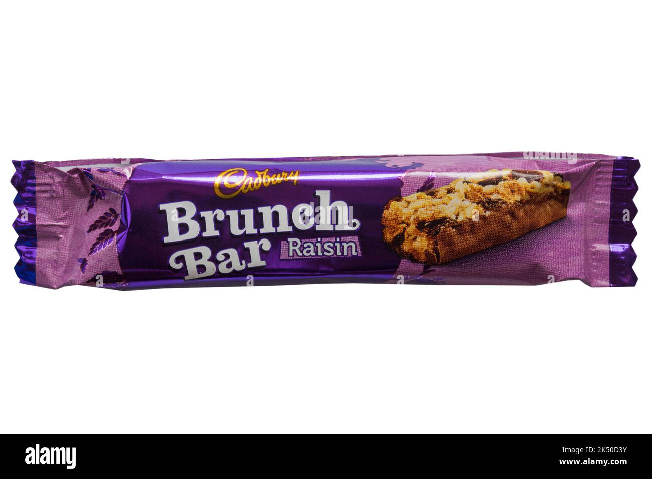 Cadbury Brunch Bar Raisin isoliert auf weißem Hintergrund Stockfoto