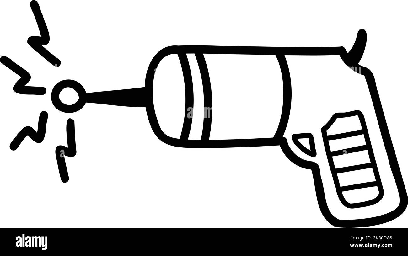 Handgezeichnete Space Gun Illustration isoliert auf Hintergrund Stock Vektor