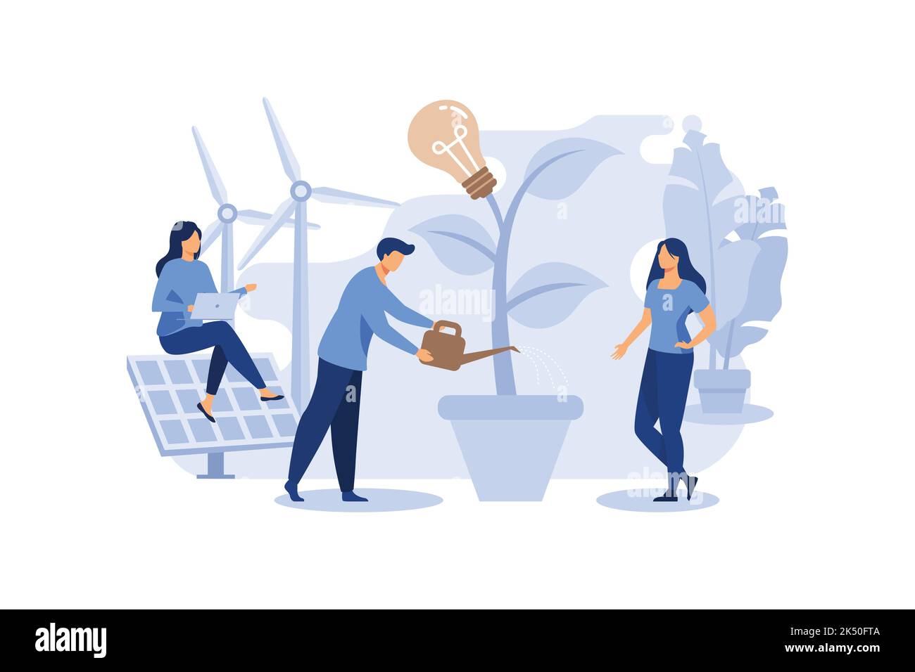 Green Clean Energy Konzept, zeigt grünen Lebensstil mit Energie aus grüner Energie, geeignet für Landing Page, UI, Web, App Intro-Karte, und andere flach Stock Vektor