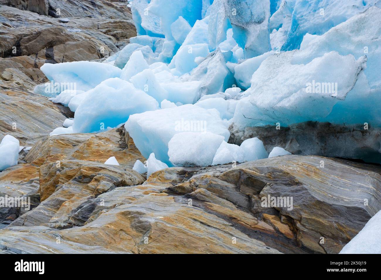 Engenbreen - Eiszunge des Svartisen Gletschers, Norwegen Stockfoto