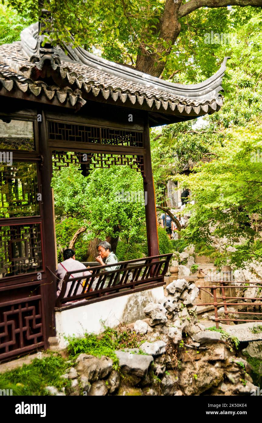 Der Garten der Harmonie, auch übersetzt im Garten des Vergnügens (Pleasance), aus der späten Qing-Zeit in der Nähe der Leqiao U-Bahnstation in Su Stockfoto