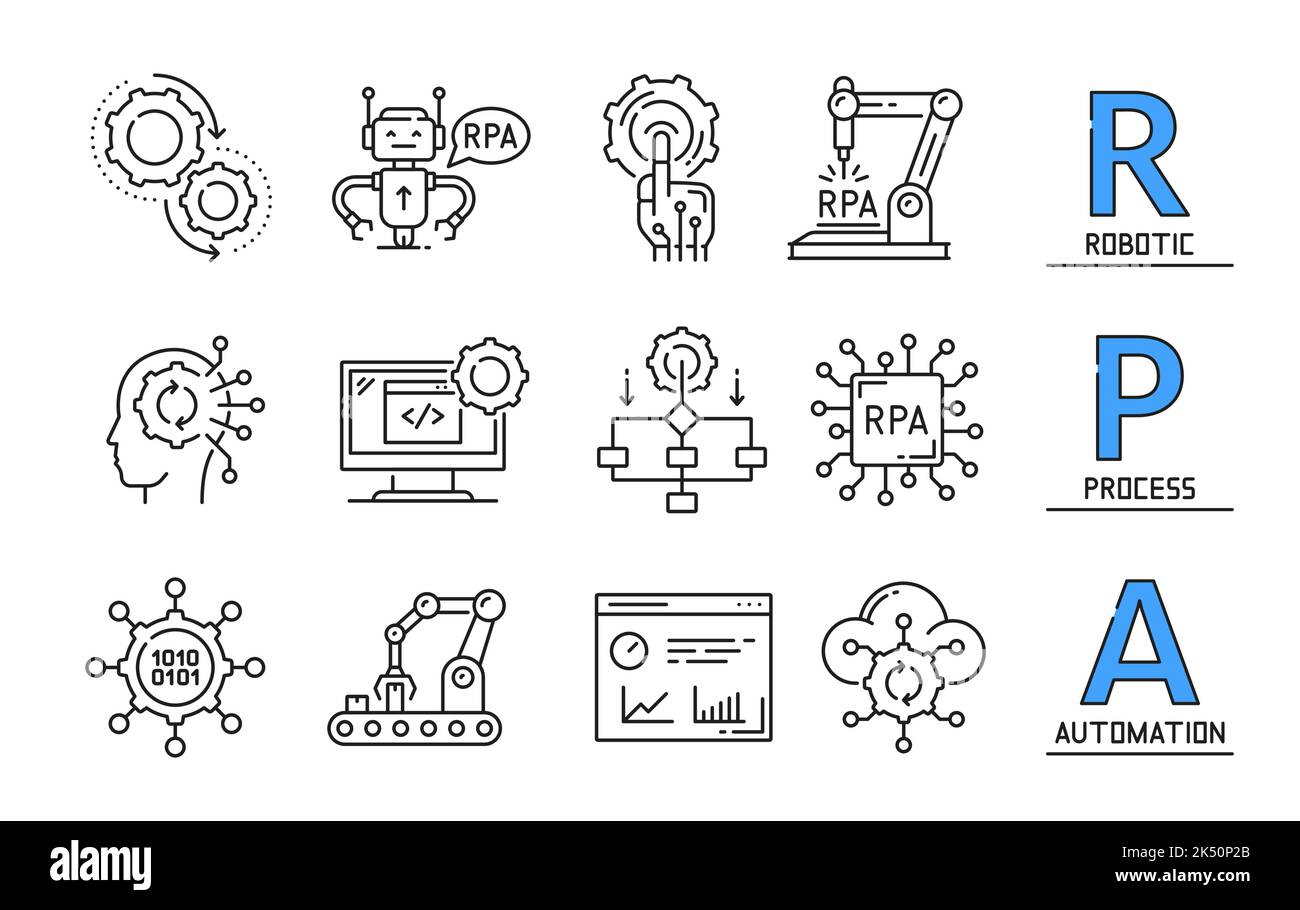 Pathwave Rpa Symbol RPA-Symbole, Roboterautomatisierungsprozess und KI-Technologie ...