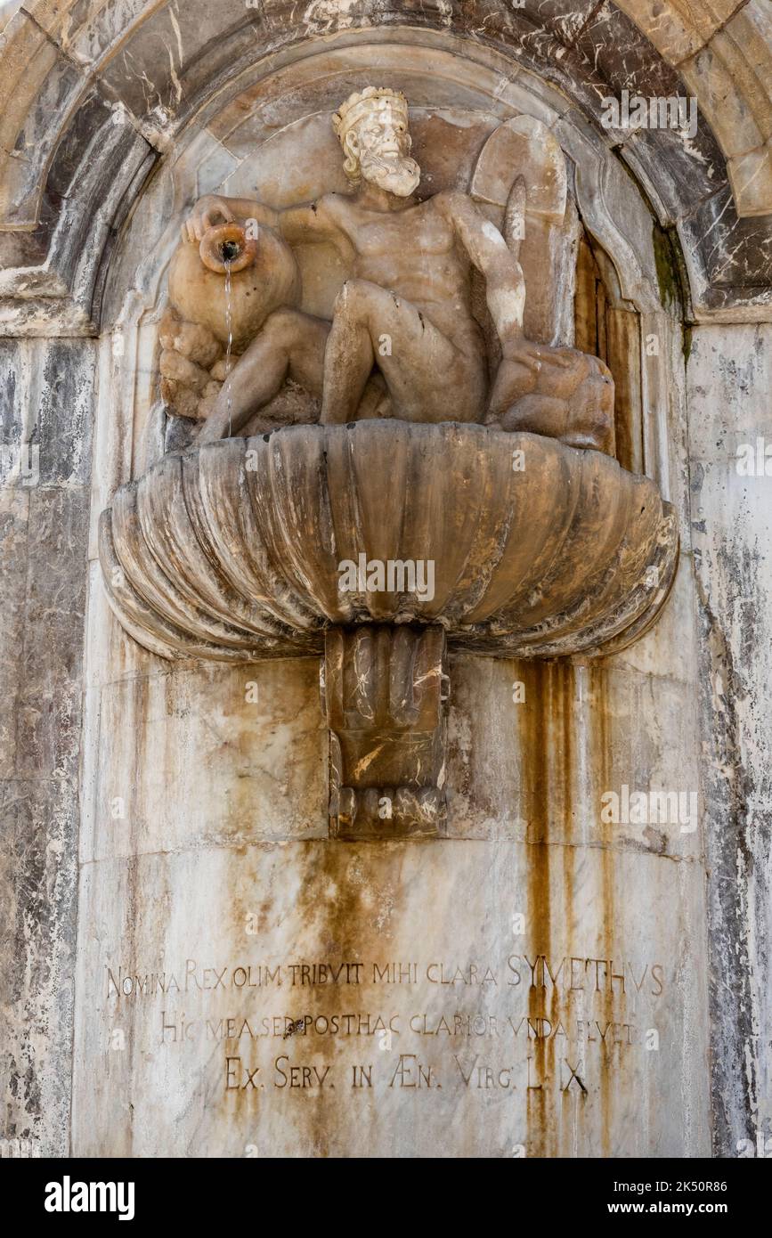 Detail des berühmten Elefantenbrunnens im Zentrum von Catania, Sizilien, Italien Stockfoto