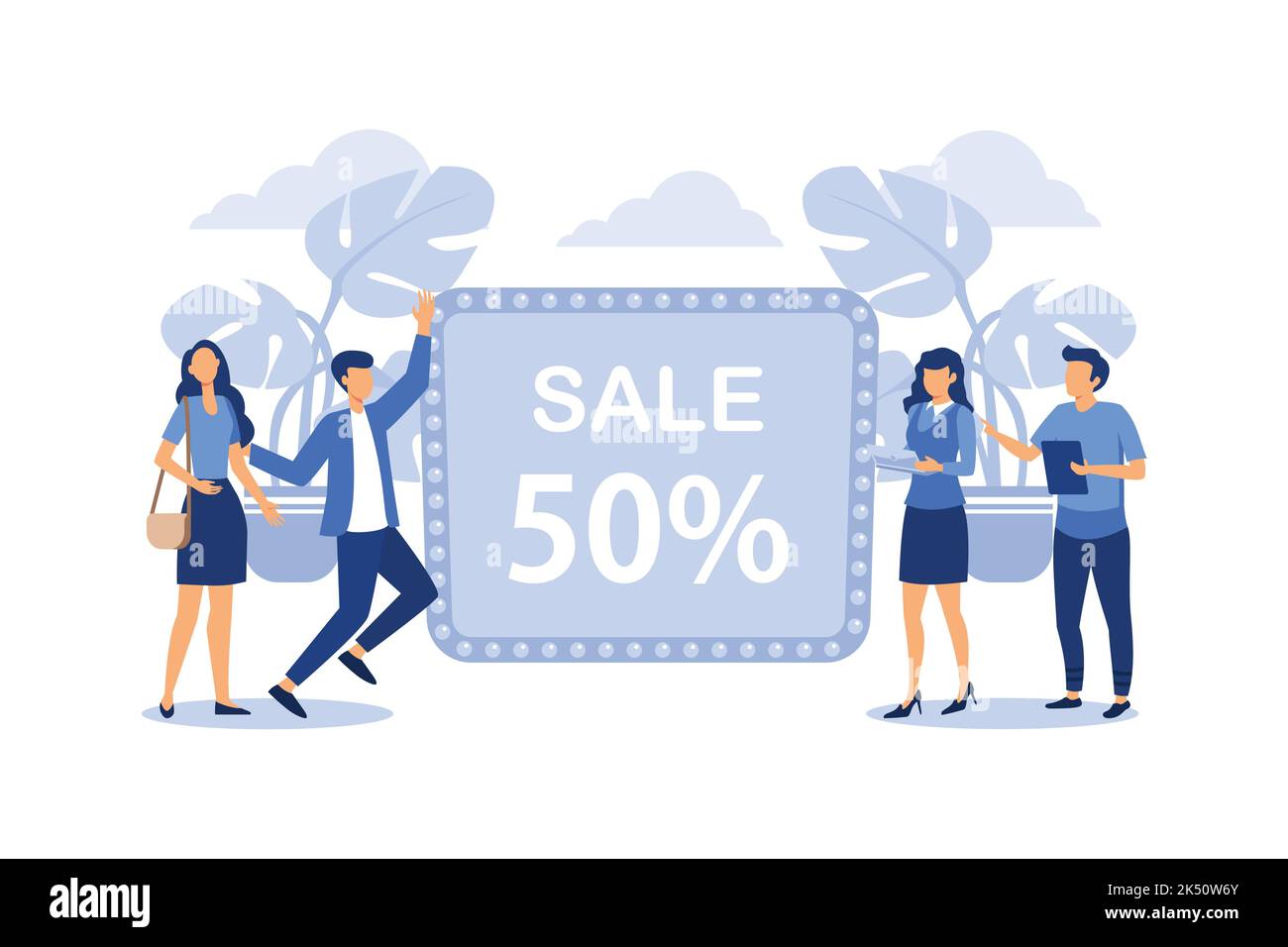 Vektordarstellung eines Geschäfts, Flyer, Poster, Banner, 50 Prozent Rabatt, Flache, moderne Designillustration Stock Vektor