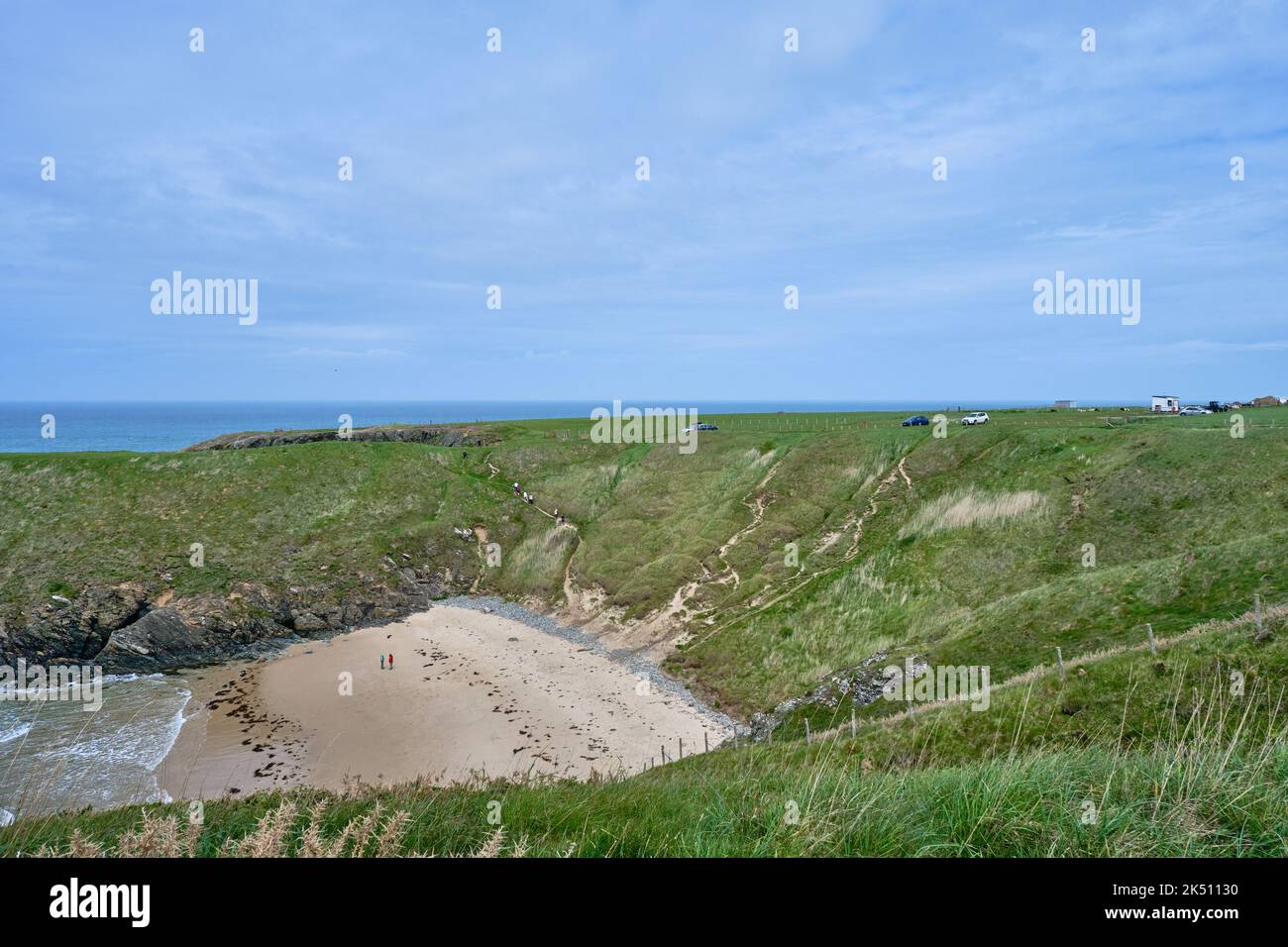 Der Strand von Porth Lago auf der Halbinsel Llyn entlang des Wales Coast Path Stockfoto