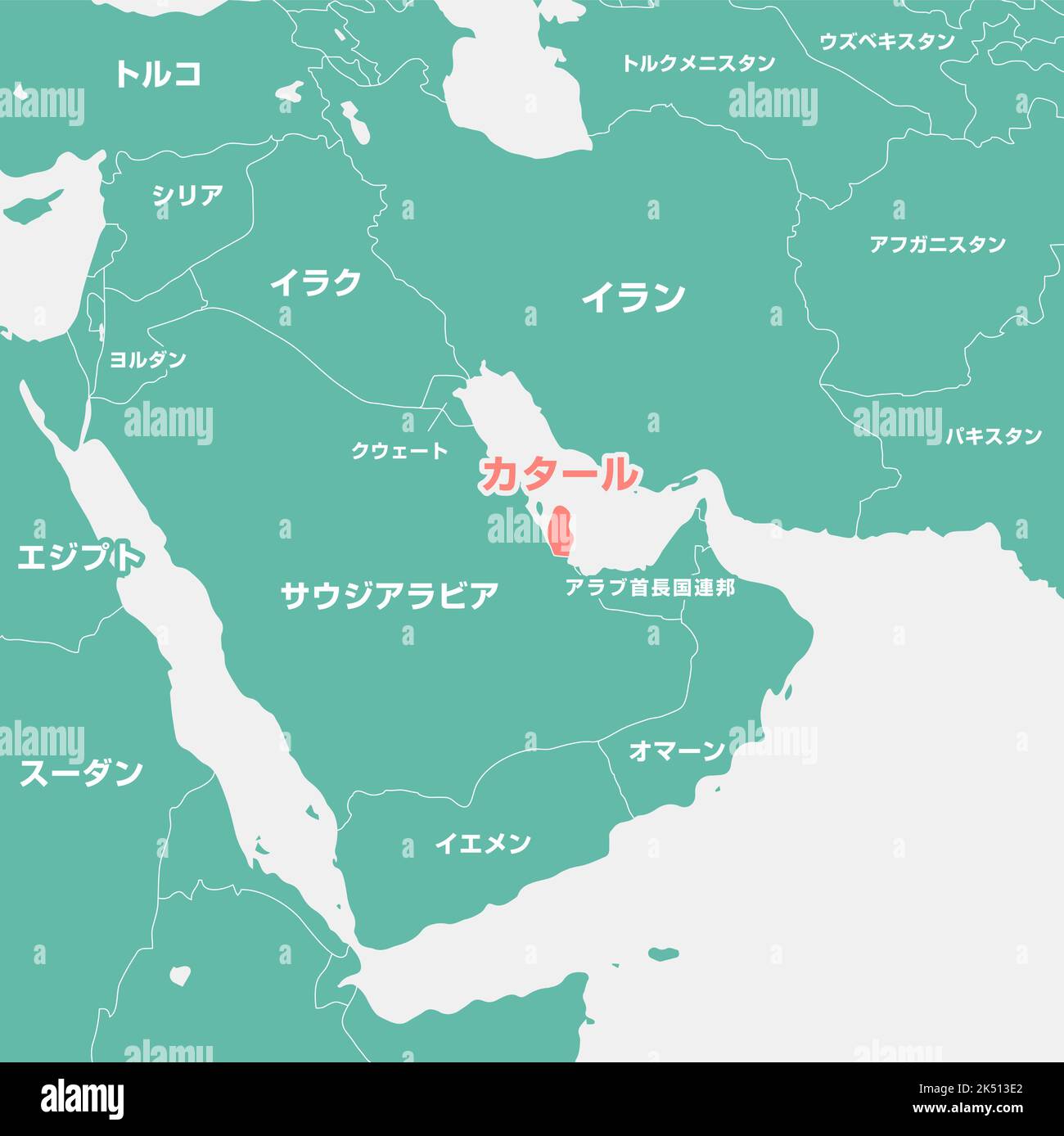 Eine Kartendarstellung des Nahen Ostens mit Fokus auf Katar Stock Vektor