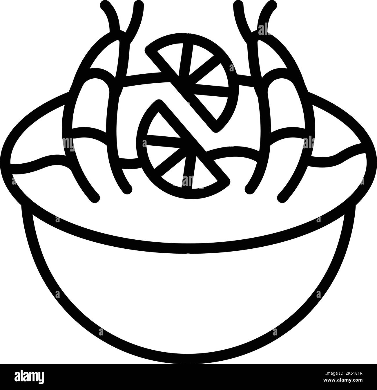 Karibische Lebensmittel Symbol Umriss Vektor. Garnelen. Haiti kuba Stock Vektor