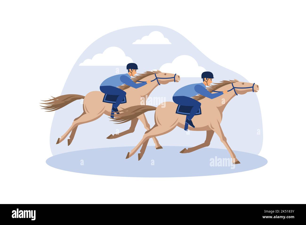 Pferderennen. Pferderennen Wettbewerbe. Flache Vektor-Illustration Stock Vektor