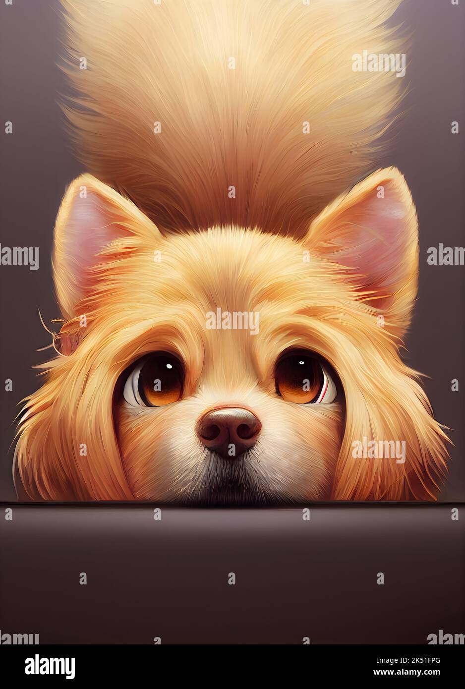 Digitale Malerei eines freundlichen Hundes. Zeitgenössische Kunst. 3D Render. Stockfoto