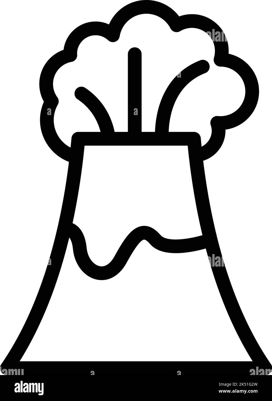 Vektor der vulkanischen Symboldarstellung der Insel. Feuermagma. Vulkankegel Stock Vektor