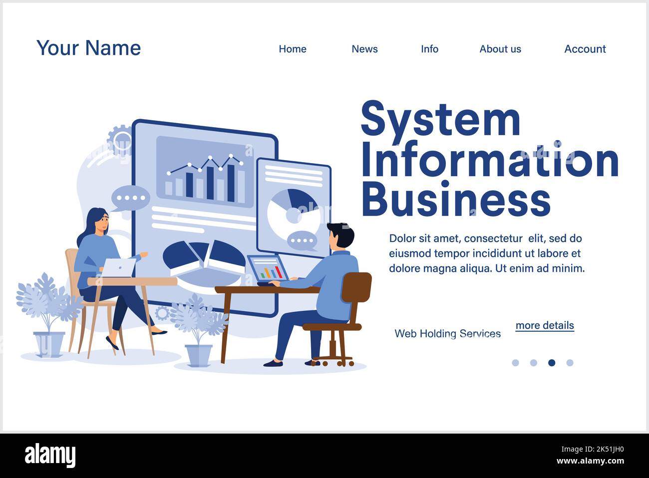 Business Information System abstrakte Konzept Vektor Illustration. IT-Infrastruktur, Unternehmen, Transaktionsverarbeitung und Automatisierung, ECOMM Stock Vektor