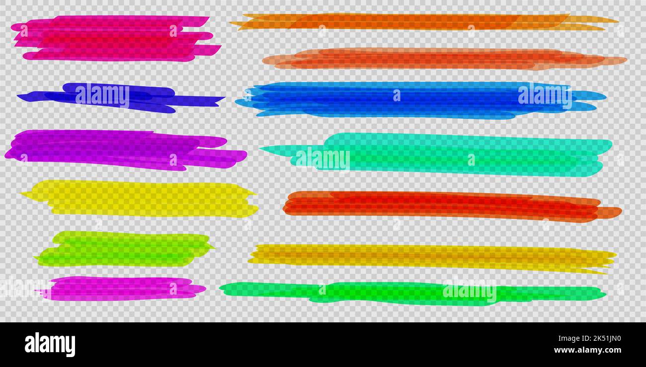 Vektor Textmarker Pinsel festgelegt. Hand gelbe Markierung Streifen markieren gezeichnet. Stock Vektor