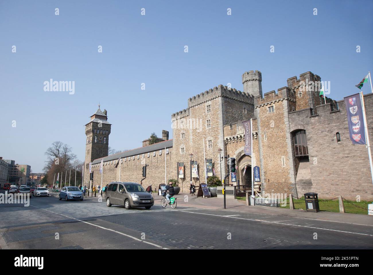 Cardiff Castle auf der Castle Street in Cardiff, Wales in Großbritannien Stockfoto