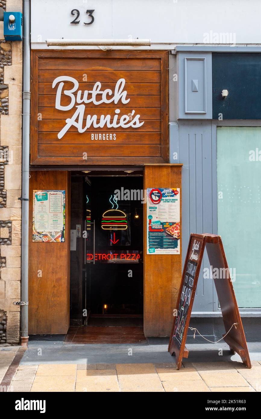 Butch Annie's Burger Bar und Restaurant in der Market Street, Cambridge, Großbritannien. Stockfoto