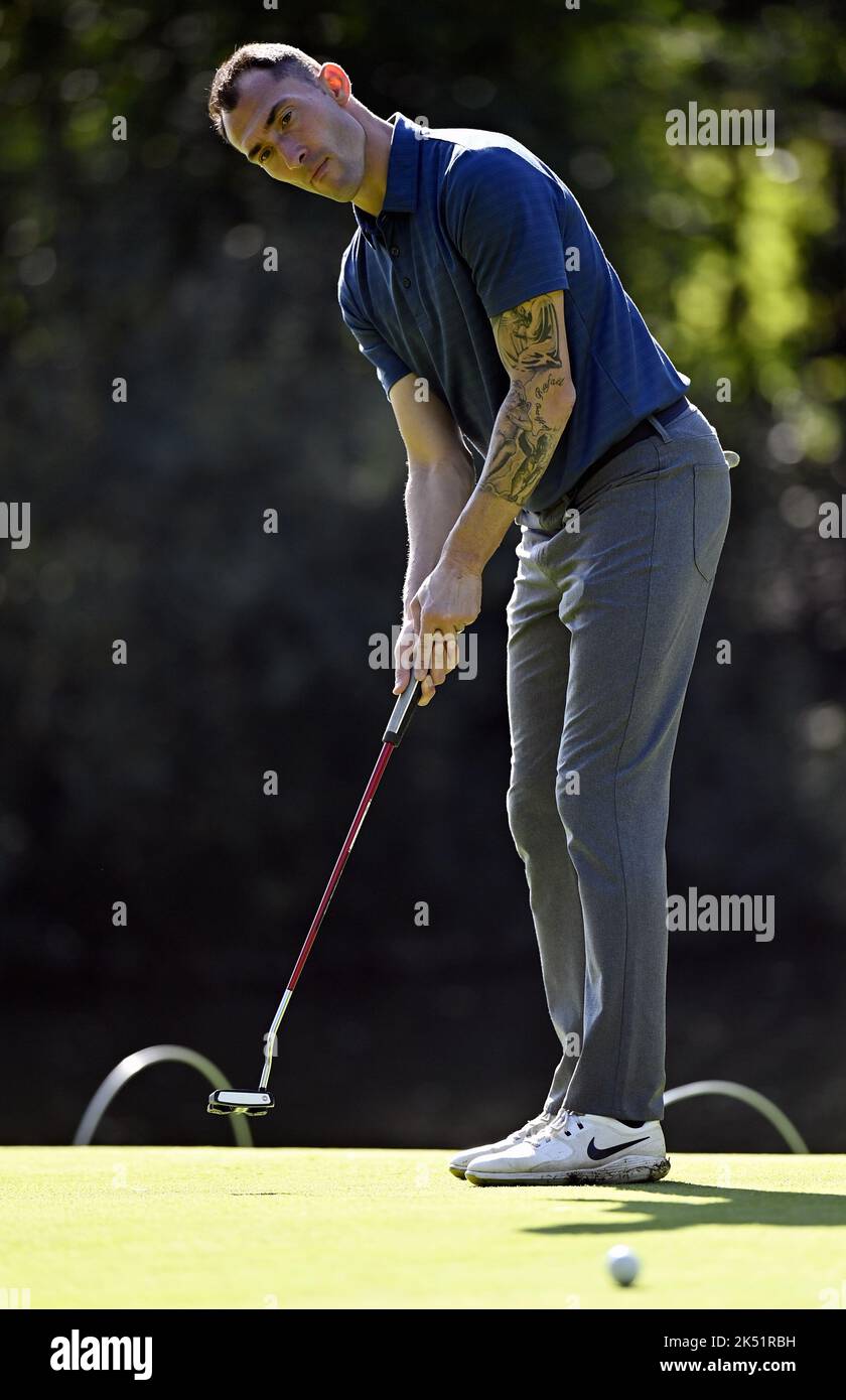 Silvio Proto im Rahmen der Veranstaltung „Golf to Paris“, die vom belgischen Olympischen Komitee BOIC-COIB am Dienstag, dem 4. Oktober 2022, im La Tournette Golf in Nivelles organisiert wurde. BELGA FOTO ERIC LALMAND Stockfoto