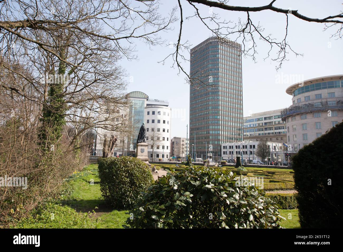 Blick auf Friary Gardens, Cardiff, Wales in Großbritannien Stockfoto