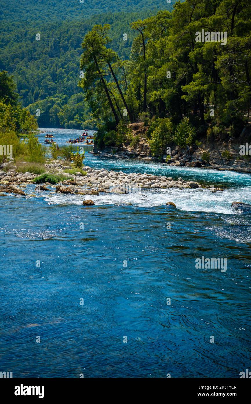 Canyoning- und Raftingtour des Koprucay-Flusses in Manavgat von Antalya, Türkei Stockfoto