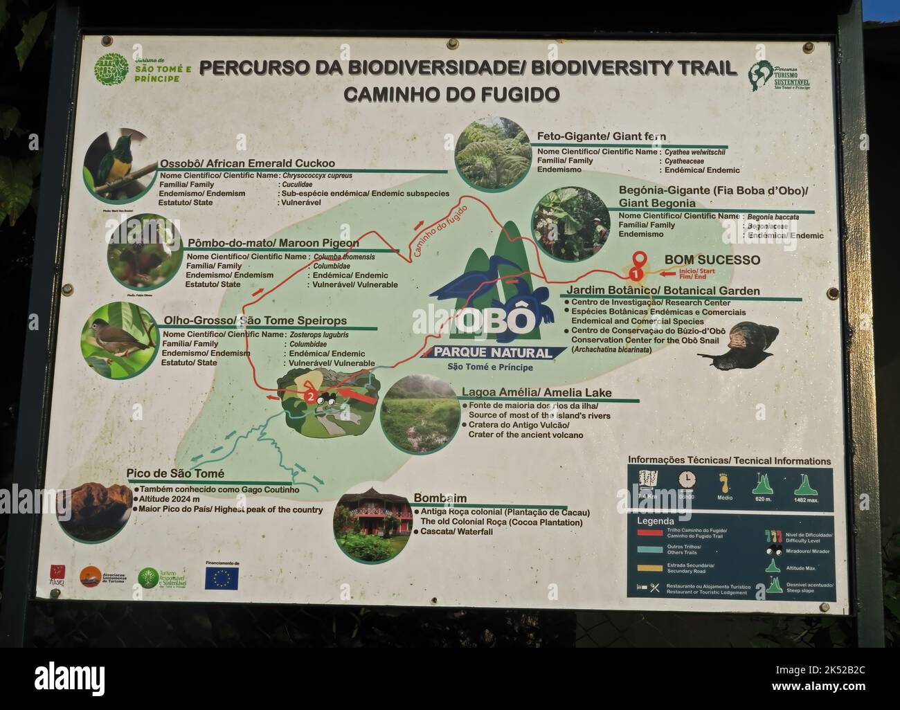 OBO National Park, Informationstafel am Parkeingang Sao Tome Island, Sao Tome und Principe. September Stockfoto