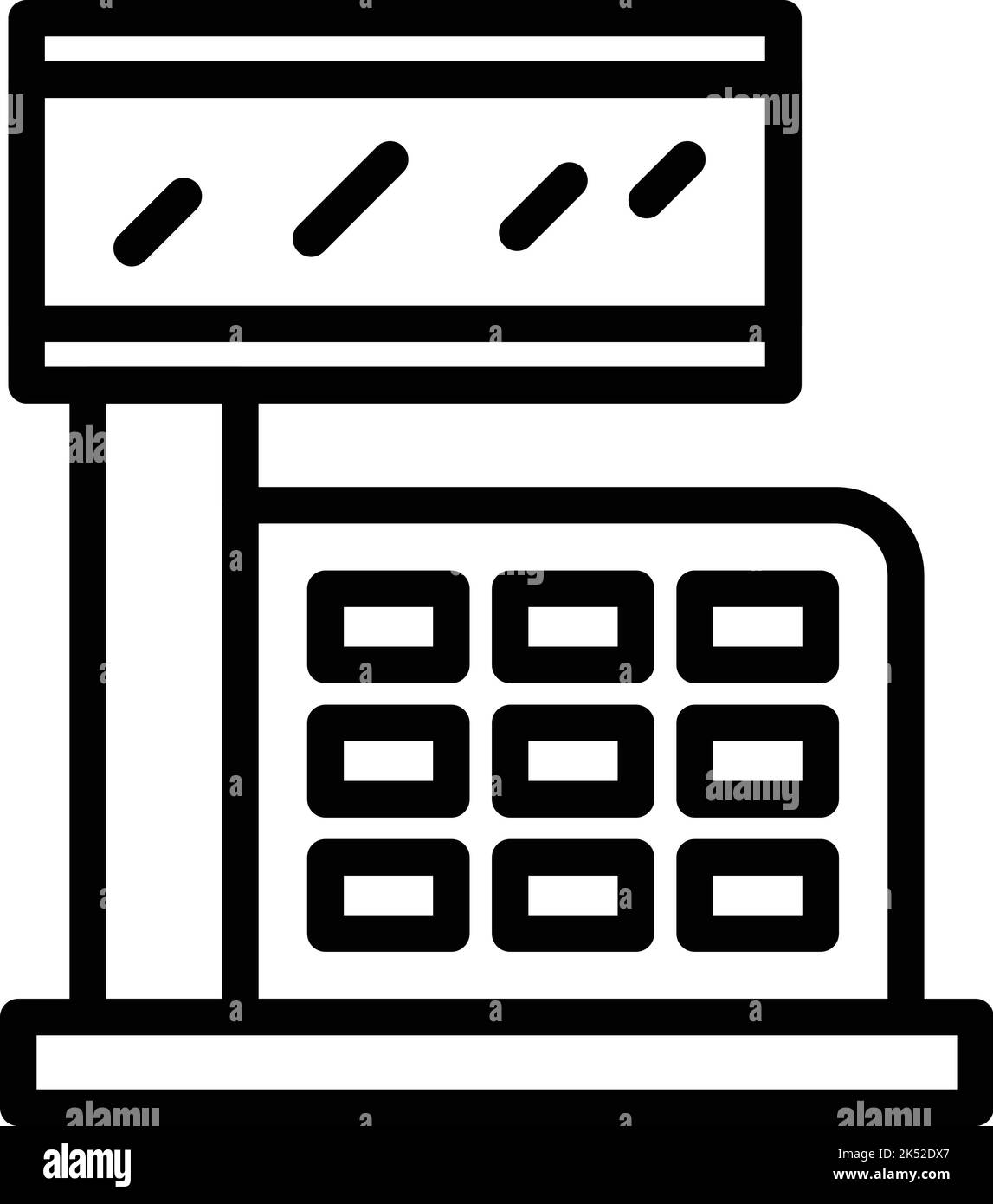 Umrissvektor für das Symbol „Kasse“. Kasse. POS touchregister Stock Vektor