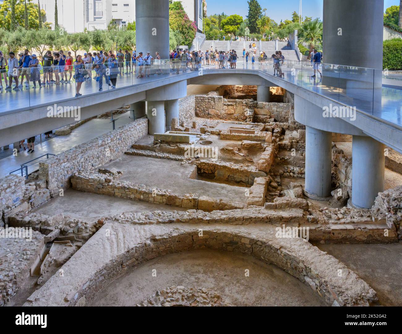 Ausgrabungen am Eingang des Akropolis-Museums, Athen, Griechenland Stockfoto