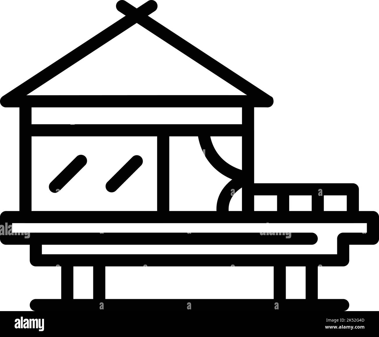 Vektor der Kontur des Symbols „Bungalow“. Haus Hütte. Waldstelz Stock Vektor