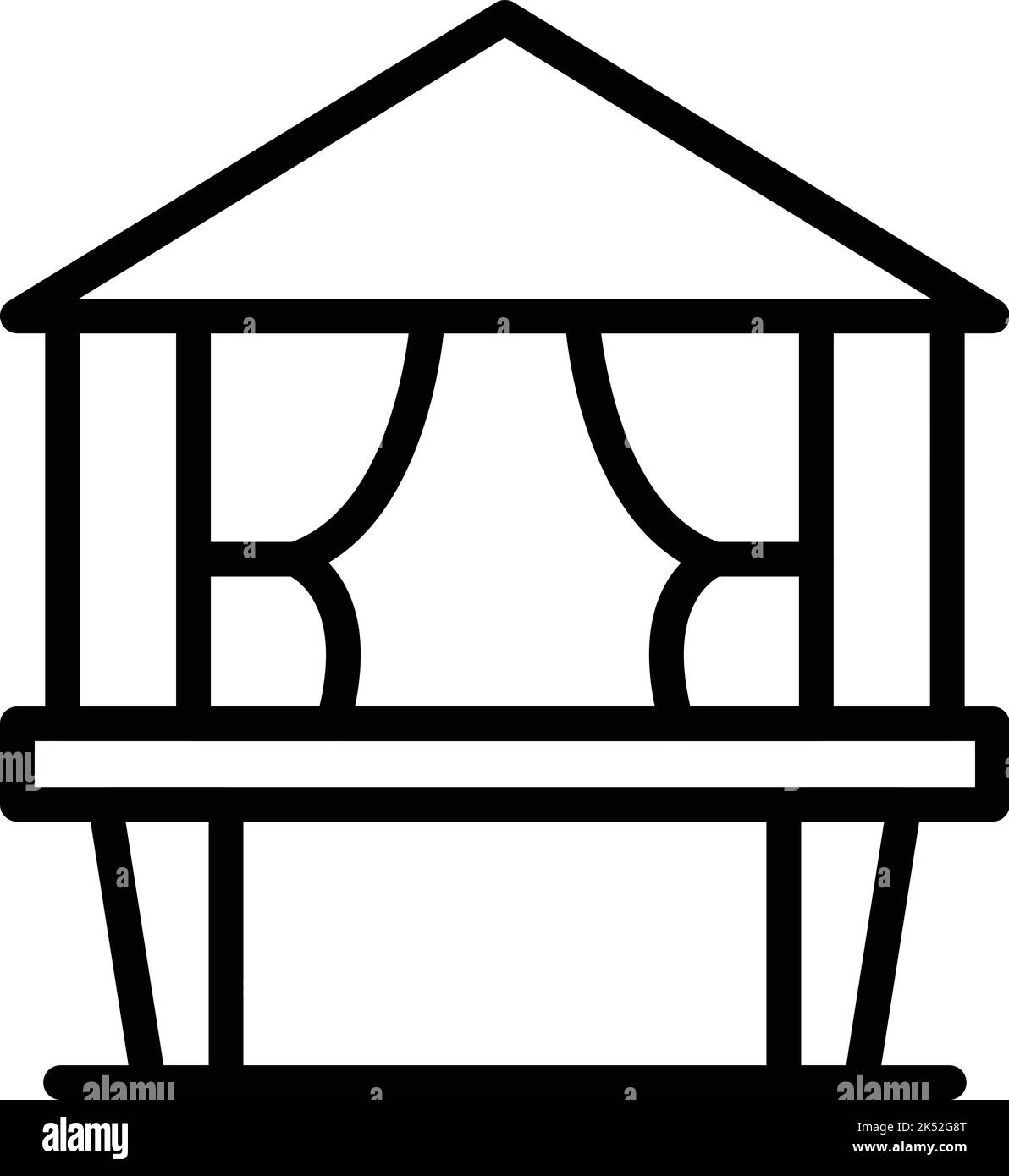 Kontur-Vektor für Kabinensymbole. Waldhaus. Strandsumpf Stock Vektor