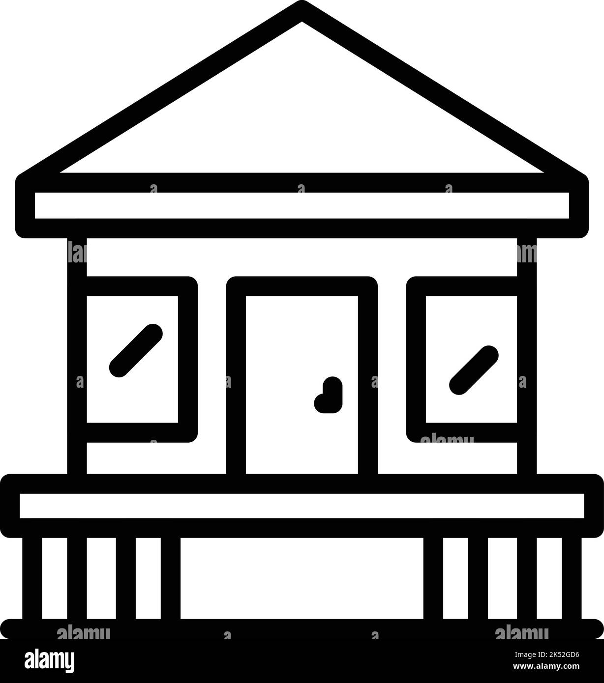 Vektor der Umrissdarstellung des Waldhüttensymbols. Haus Hütte. Sumpf am Meer Stock Vektor