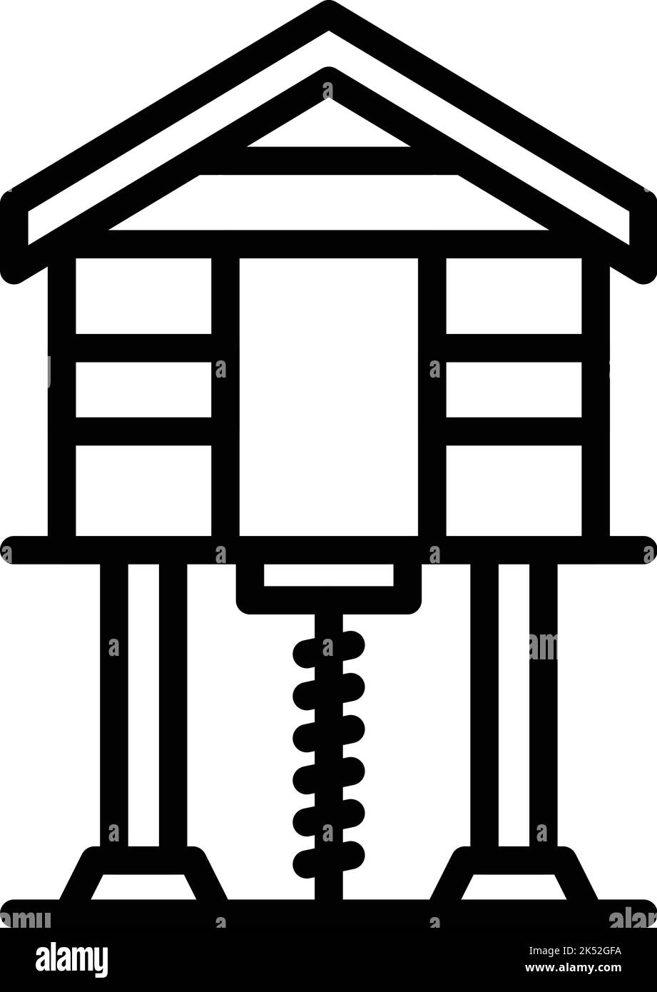 Symboldarstellung der Strandhaus-Hütte. Waldstelz. Hüttensumpf Stock Vektor