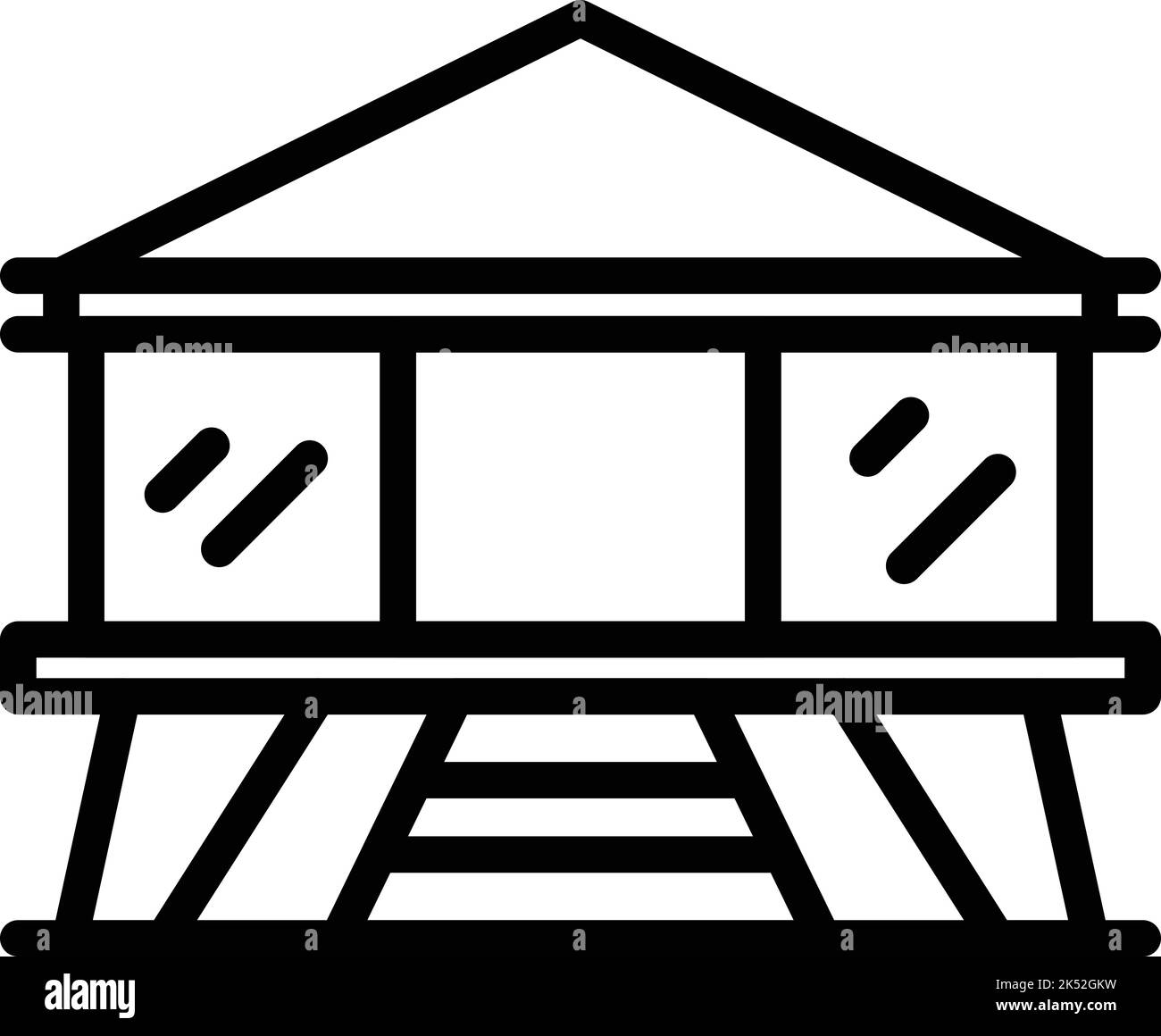 Holzhaus Symbol Umriss Vektor. Hüttenwald. Sumpf am Meer Stock Vektor