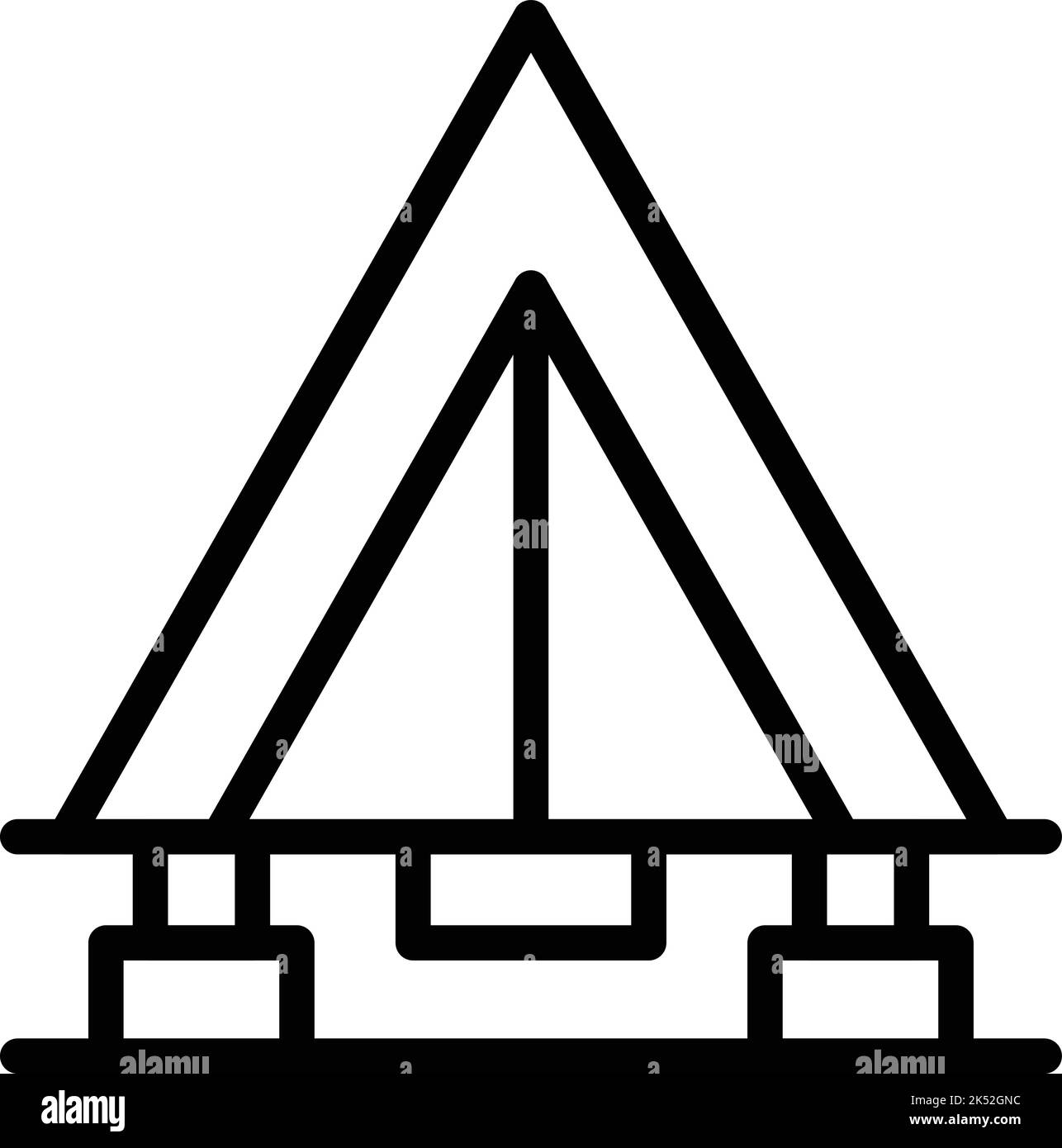 Vektor der tropischen Villa mit Symbolumrandung. Haus Hütte. Strandsumpf Stock Vektor