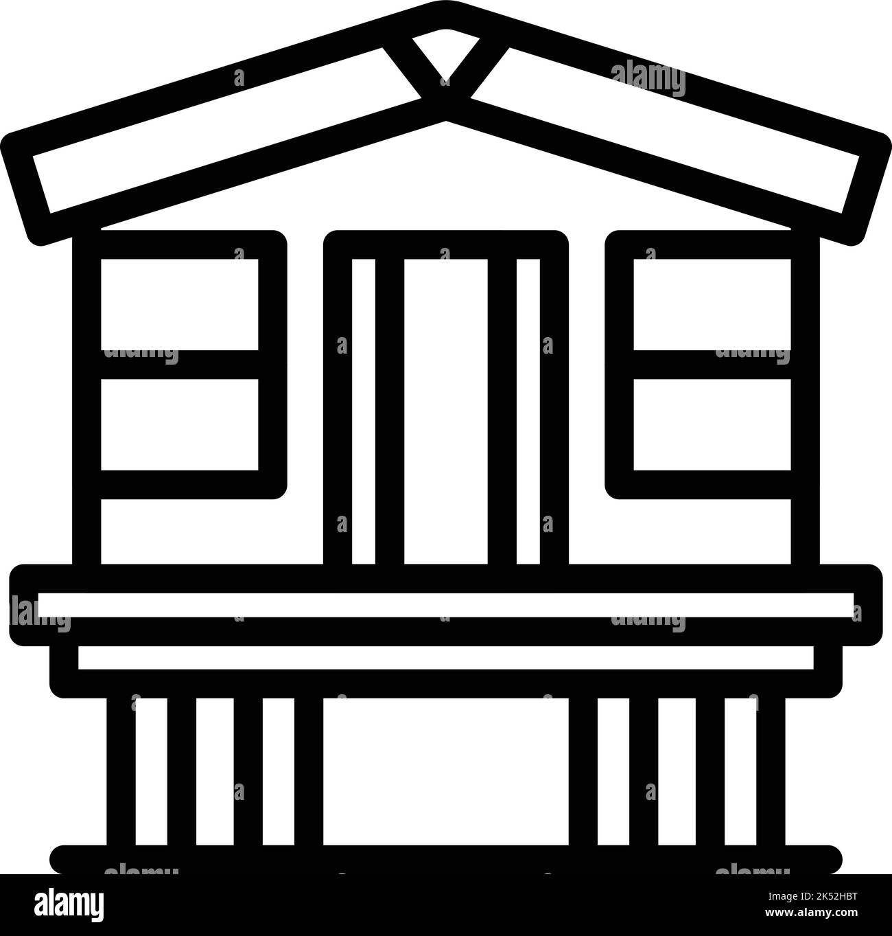 Konturvektor für das Symbol „Haus“. Hüttenwald. Stelzenhütte Stock Vektor