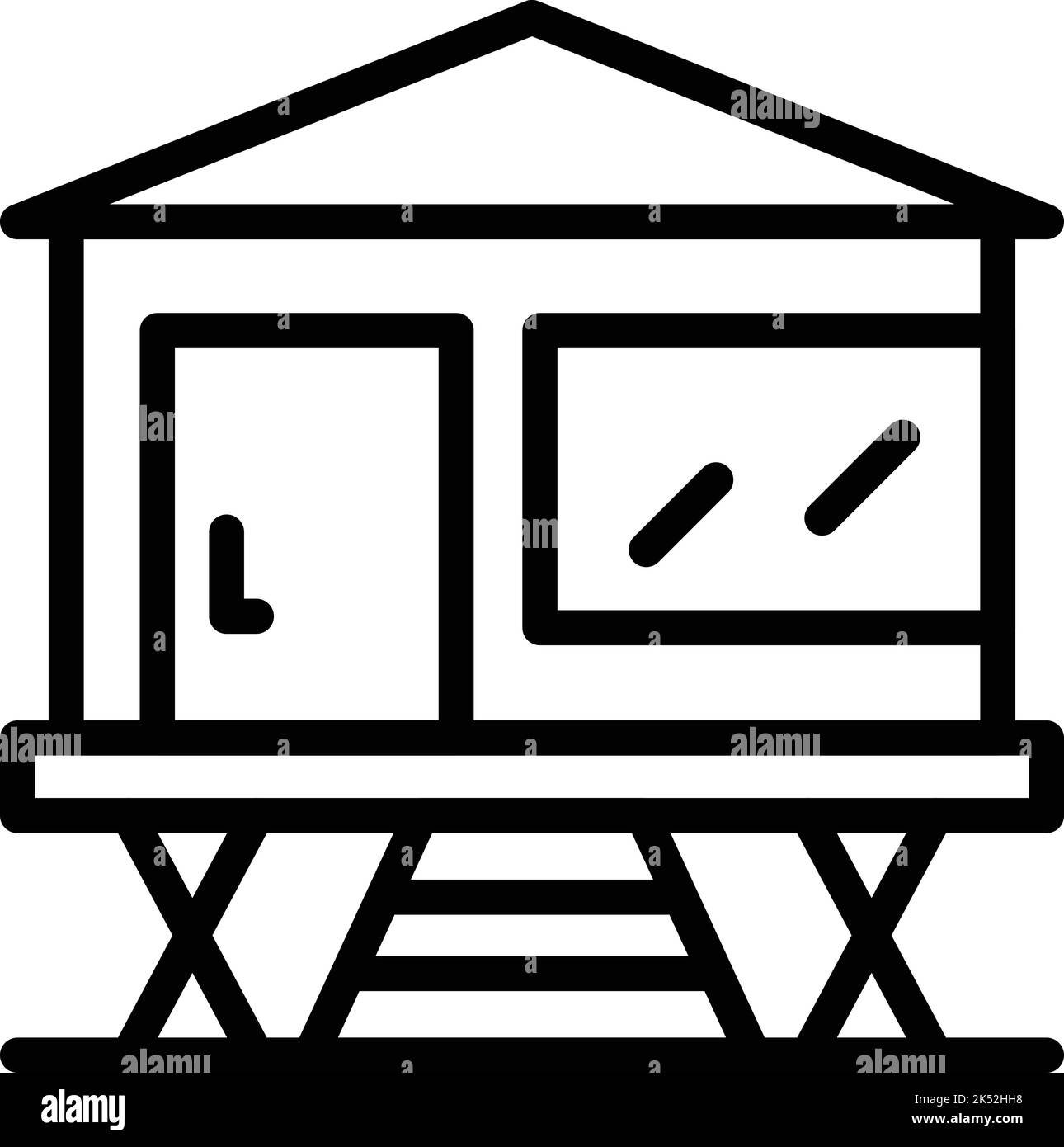 Umrissvektor für Forststelzsymbol. Haus Hütte. Hüttenstrand Stock Vektor
